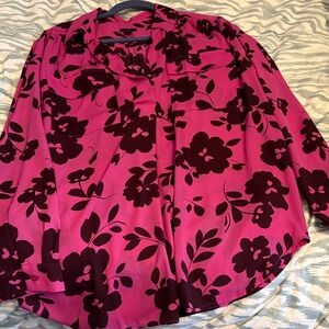 Floral Pink and Purple/Mauve Ann Taylor Camp style Women's Top